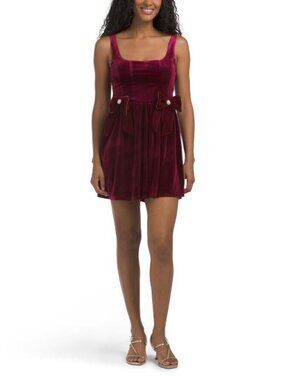 BLUE PEPPER Velvet Jeweled Bow Detail Corset Mini Dress